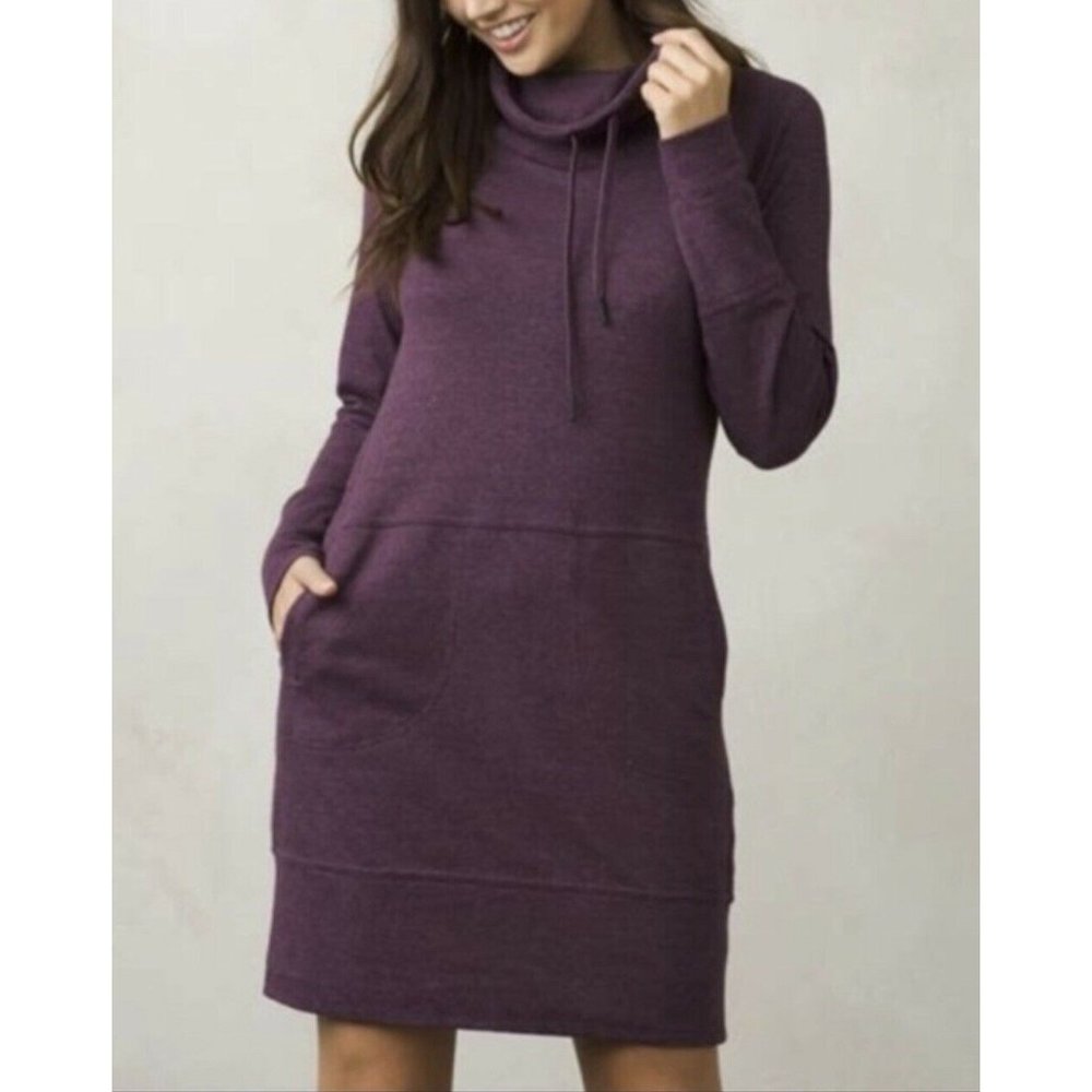 Prana Women’s Purple Cowl Neck Dress Pockets Size XS